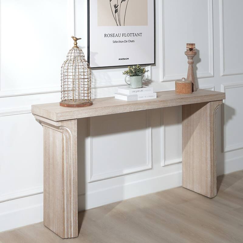 Roomfitters 58" Modern Minimalist Wooden Console Table for Entryway, Living Room, and Hallway - Natural