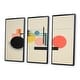 preview thumbnail 2 of 7, Equilibrium Geometric Circular Retro Color - Abstract Minimalism Canvas Wall Art Set Of 3 - Modern Framed Wall Art Set