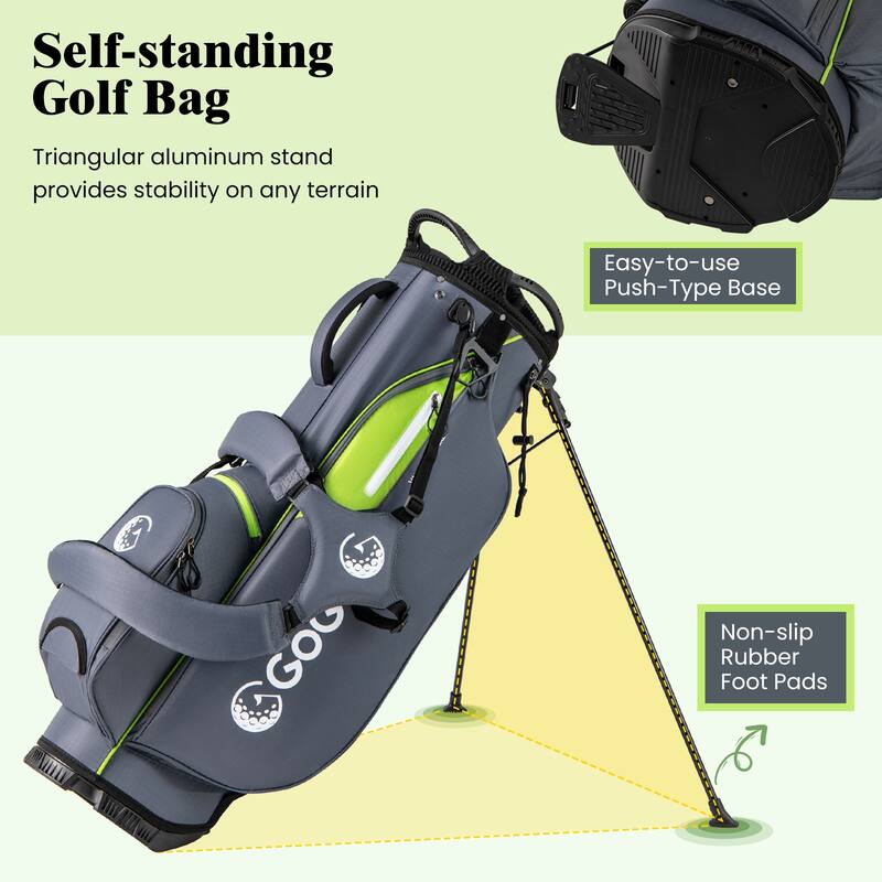 Gymax 8-Way Golf Stand Bag w/ 5 Pockets Lightweight Portable Golf Club
