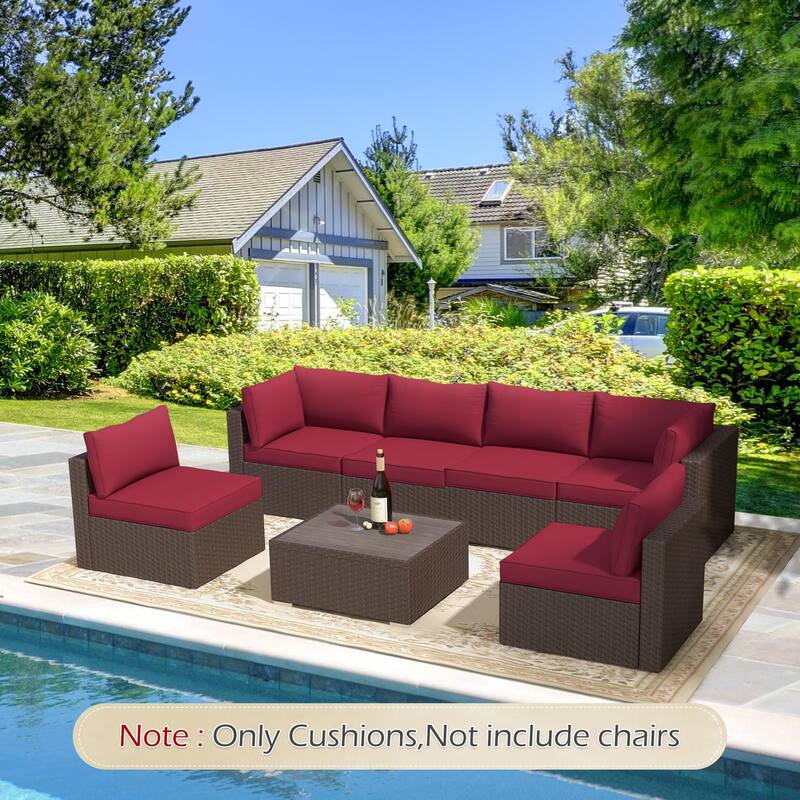 Outdoor Replacement Cushions for Patio Furniture, Waterproof & Non-Slip 4" Sofa Cushions, 6-Seat Conversation Sets, UV-Resistant