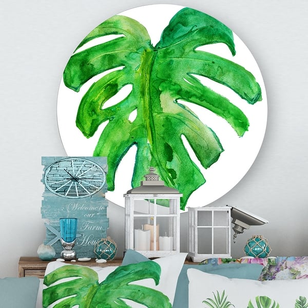 Designart 'Tropical Leaf Of Monstera I' Farmhouse Metal Circle Wall Art -  Bed Bath & Beyond - 33360809
