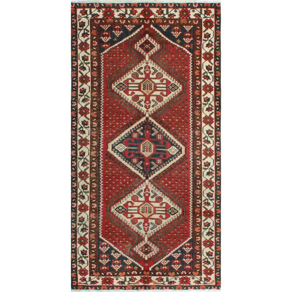 Noori Rug Fine Vintage Distressed Paulina Red/Ivory Runner - 5'0" x 9'10"