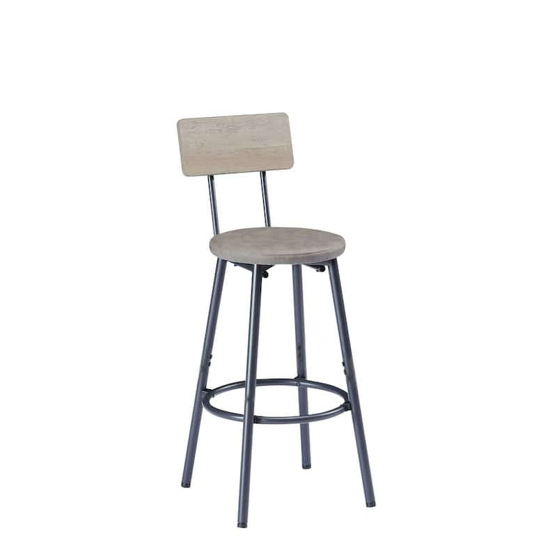 Long Bar Table Set with 3 PU Upholstered Bar Stools - N/A