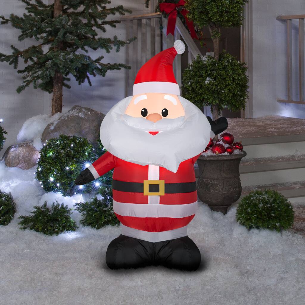 Gemmy Christmas Airblown Inflatable Santa, 4 ft Tall, Red