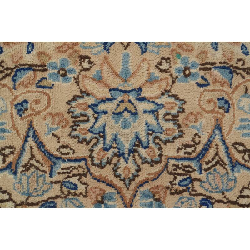 Hand Knotted Oriental 100% Wool Carpet Traditional All-Over Navy Blue & Blues Kerman Area Rug - 13' 0'' X 9' 7''