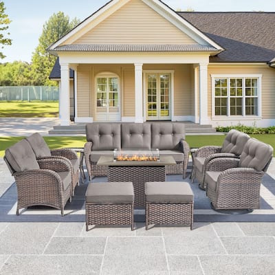10-Piece Outdoor Sofa Chair with 41" Fire Table
