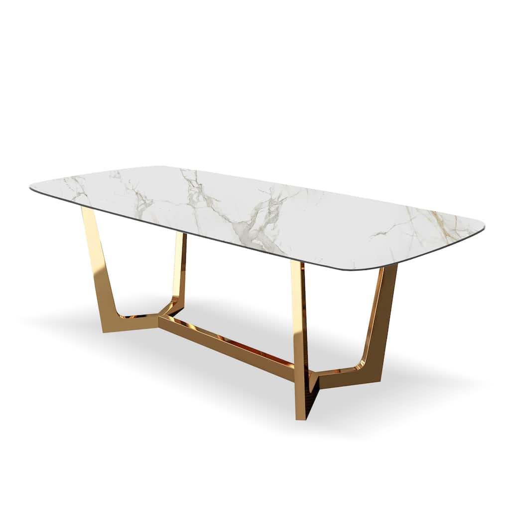 Furniture of America Mave Modern 71-inch Ceramic Top Dining Table with Metal Base