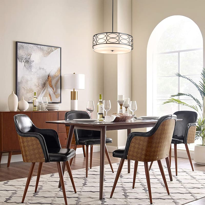 3-Light Large Drum Chandelier Drum Light Fixtures for Dining Room