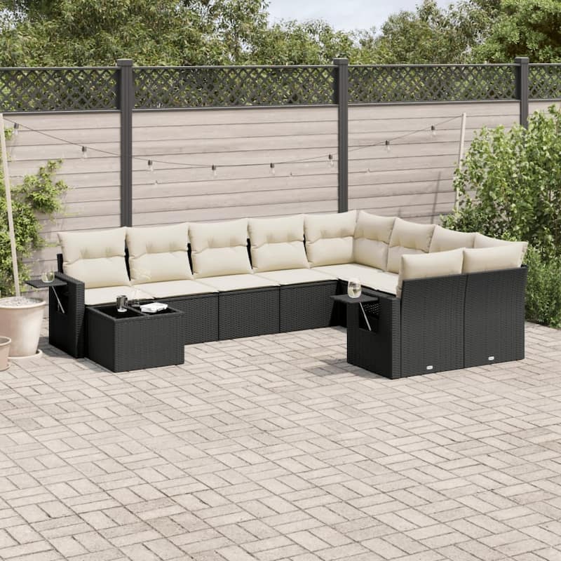vidaXL Garden Sofa Set - 21.7 x 21.7 x 14.6 - Black and cream