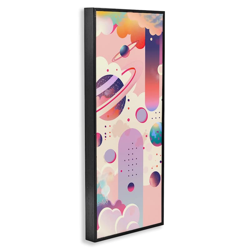 Stupell Surreal Geometric Planets Scene Framed Giclee Art Design By Wumples