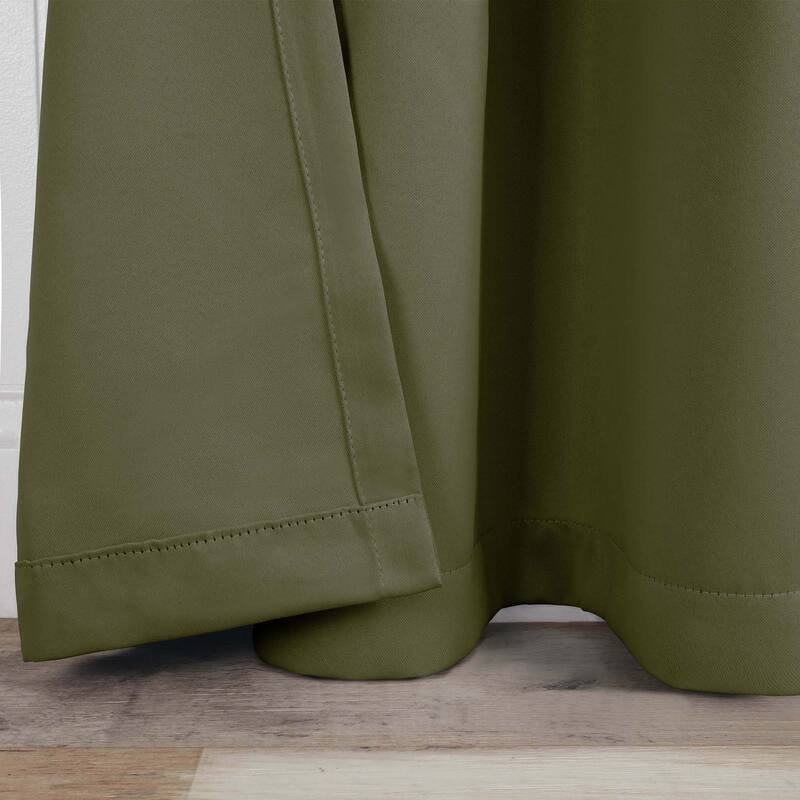 Superior Solid Machine Washable Room Darkening Blackout Curtains with Back Tabs, Set of 2