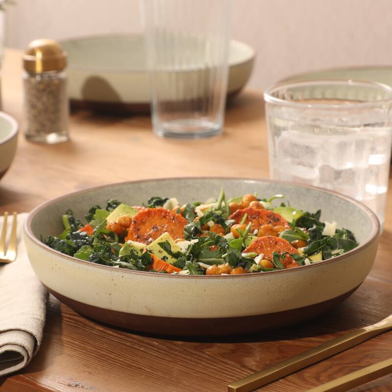 Gibson Elite William Crest 4 Piece Dinner Bowl Set, 8.5" Round Stoneware Reactive Glaze Finish, Large Soup, Pasta & Salad Bowls