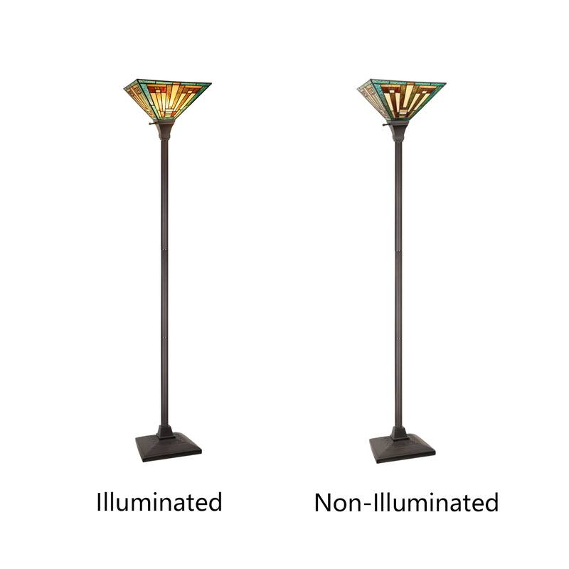 Tiffany-Style 1-Light Torchiere Floor Lamp 12" Shade