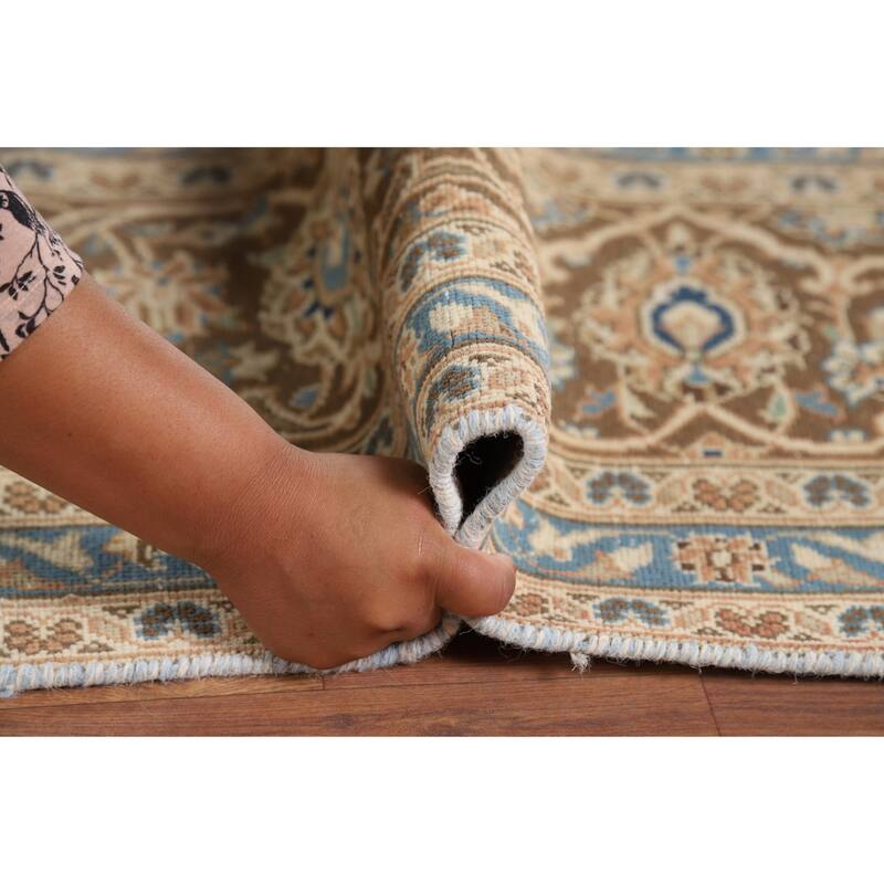 Traditional Mashad Vintage Persian Rug Handmade Orange Wool Carpet - 9'4" x 13'3"