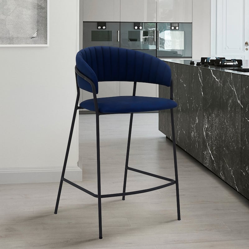 Nara Upholstered Barrel Seat Counter Height Bar Stool