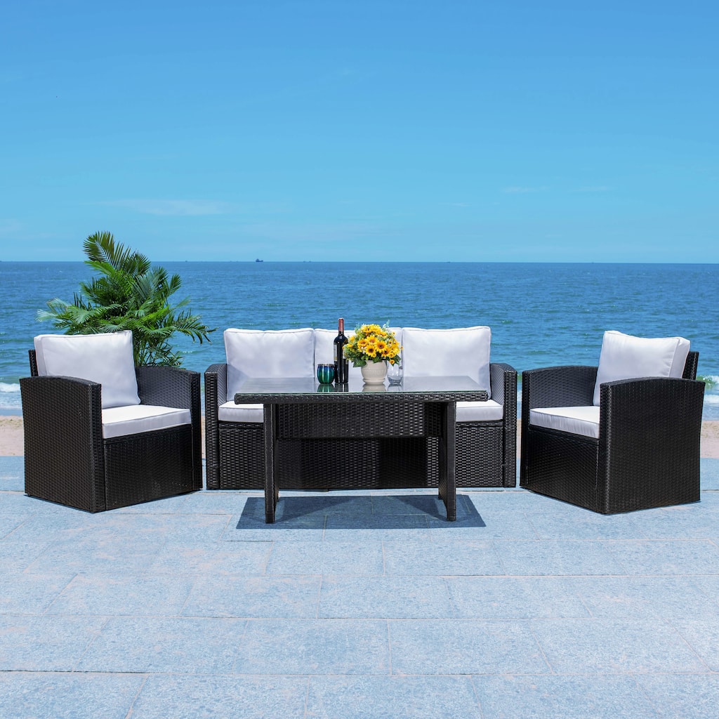 SAFAVIEH Outdoor Living Nyra 4-Piece Patio Dining Set - 70"W x 32"D x 27"H