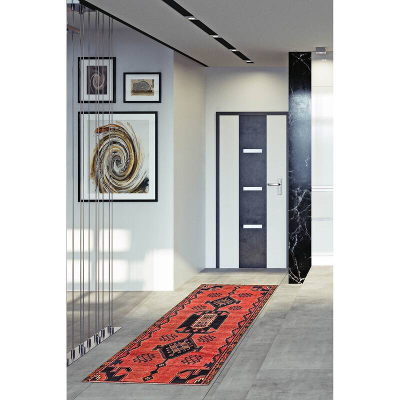 ECARPETGALLERY Hand-knotted Konya Anatolian Red Wool Rug - 3'7 x 7'7