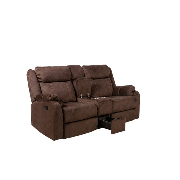 70" Dark Brown Manual Reclining Loveseat With Storage