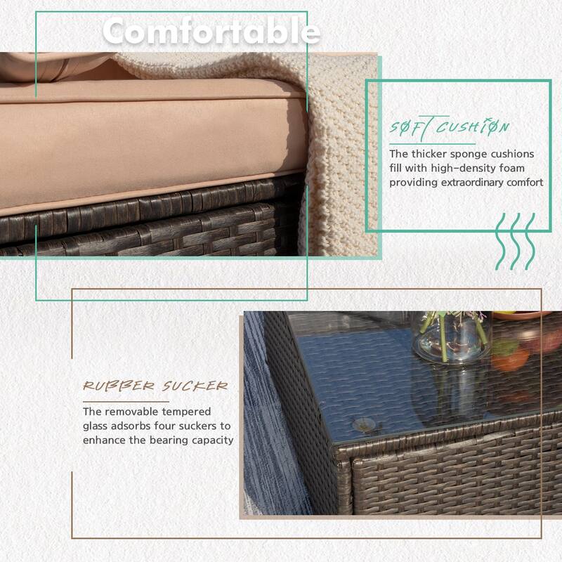 Homall 5 Pieces Patio Furniture Sets Outdoor Sectional Sofa Manual Weaving Rattan