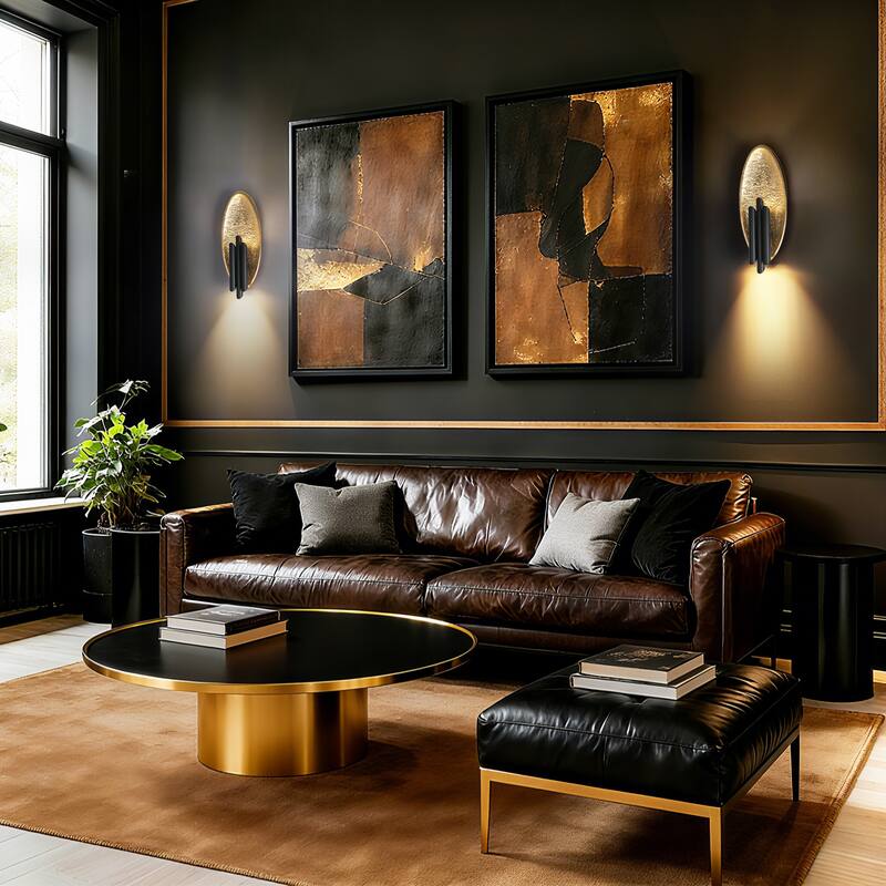 Modern LED 6-Light Wall Sconce Black Gold Bathroom Vanity Light - W6.6" x H16.5"