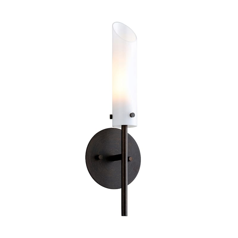 High Line 1-light Dark Bronze Wall Sconce with Opal White Glass