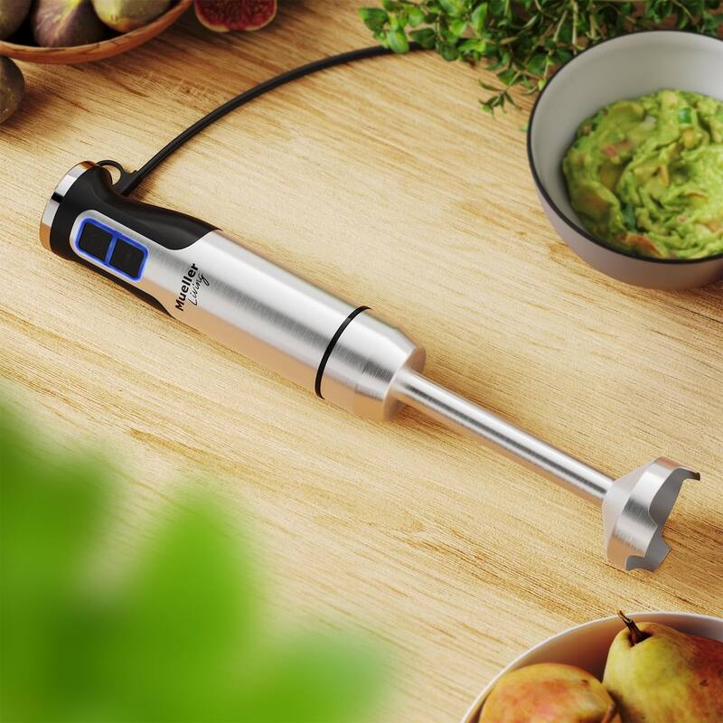 MuellerLiving Immersion Blender - 8 Speed Stainless Steel Electric Hand Blender, Emulsion Blender Stick with Turbo Mode