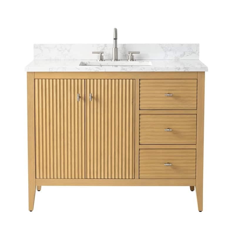 Vanity Art 42" Single Sink Bathroom Vanity Cabinet with Engineered Marble Countertop