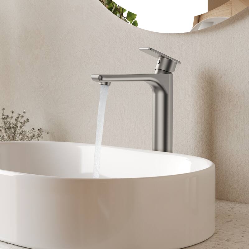 12" Height Bathroom Faucet, Single Handle Single Hole Sink Faucet Matte Black Spot Resistant