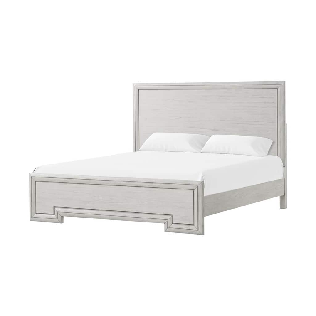 Basil Queen Bed, Framed Headboard and Footboard, Rustic White Wood