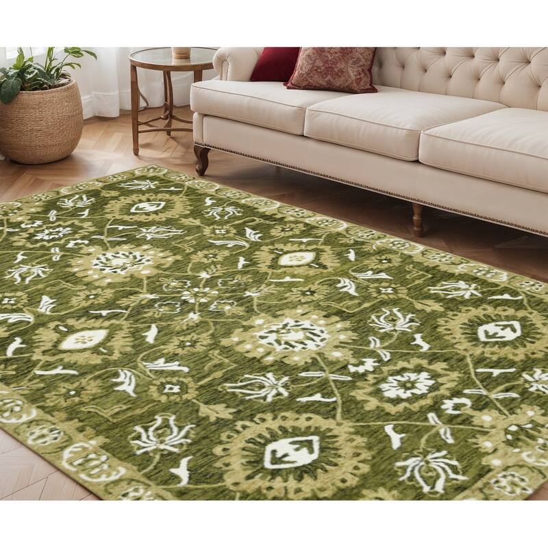 HomeRoots Floral Medallion Traditional Rectangle Area Rug - 96.00 in. x 60.00 in.  x 0.40 in.
