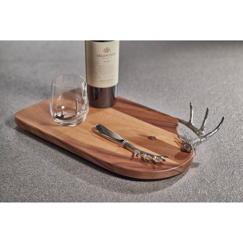 Malachi Antler Design Pewter Butter & Cheese Knife - Silver