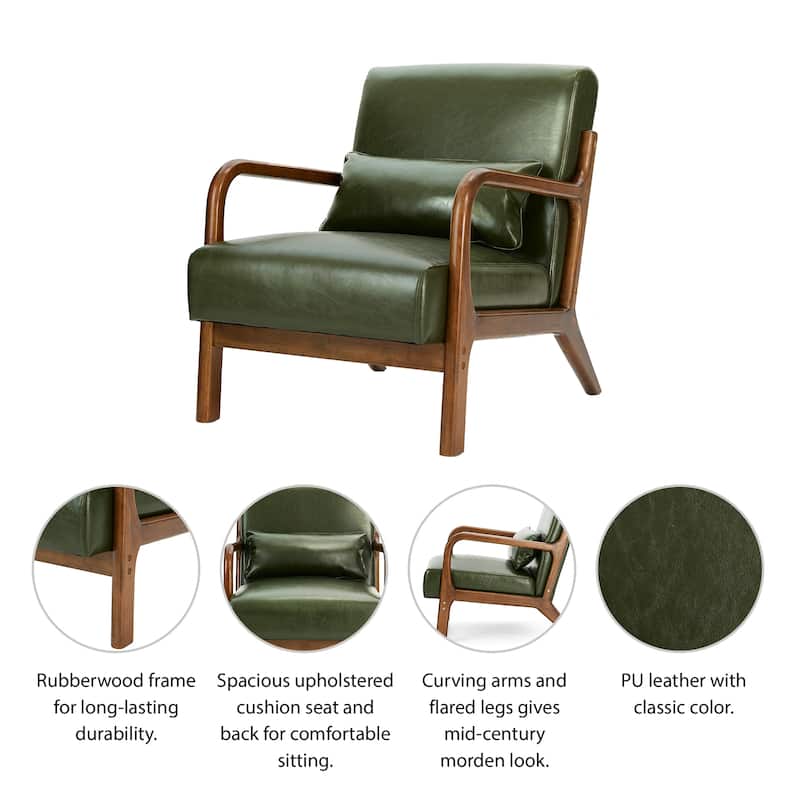 Glitzhome Set of 2 30.75"H Mid-Century Modern PU Leather Accent Chairs with Cushion - 25.75"W x 33.75"D x 30.75"H