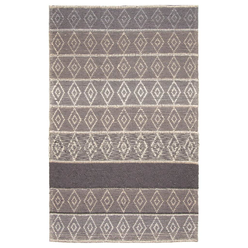 ECARPETGALLERY Braid weave Sienna Grey Wool Rug - 5'1 x 8'2