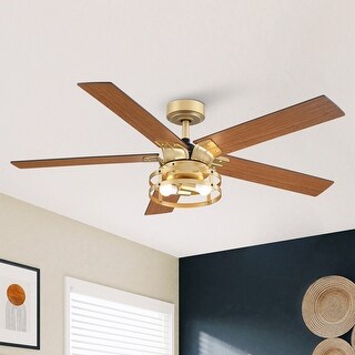 52" Industrial Reversible 5-Blade LED Ceiling Fan with Remote