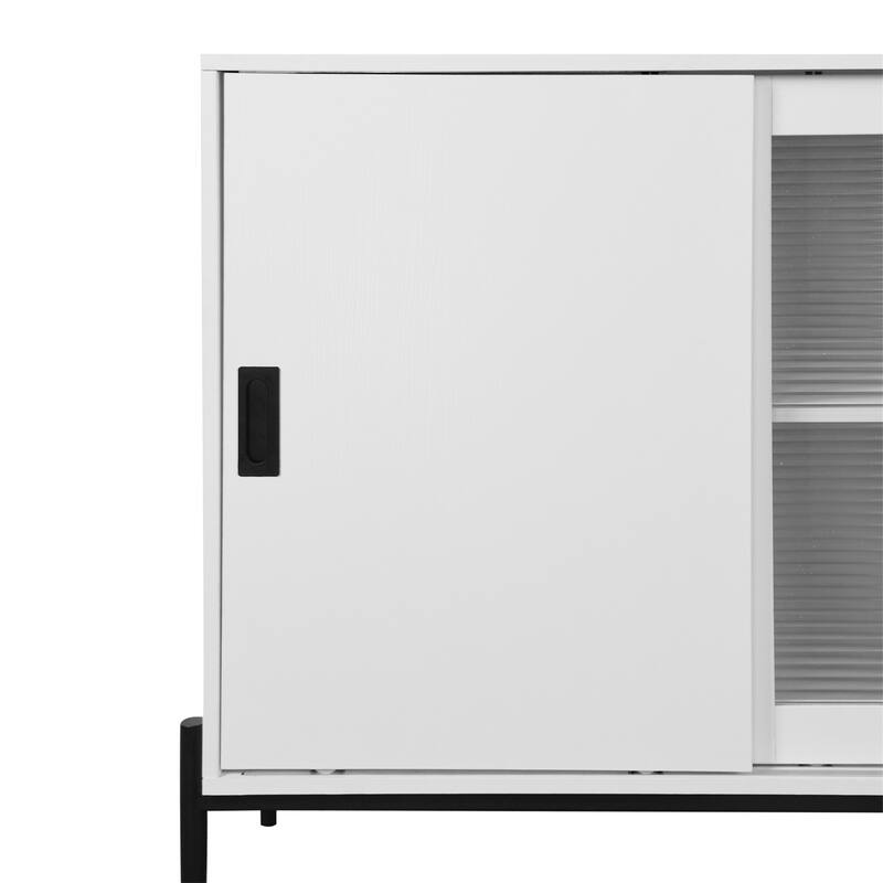 Sideboard with Glass Sliding Door and 3 Drawers