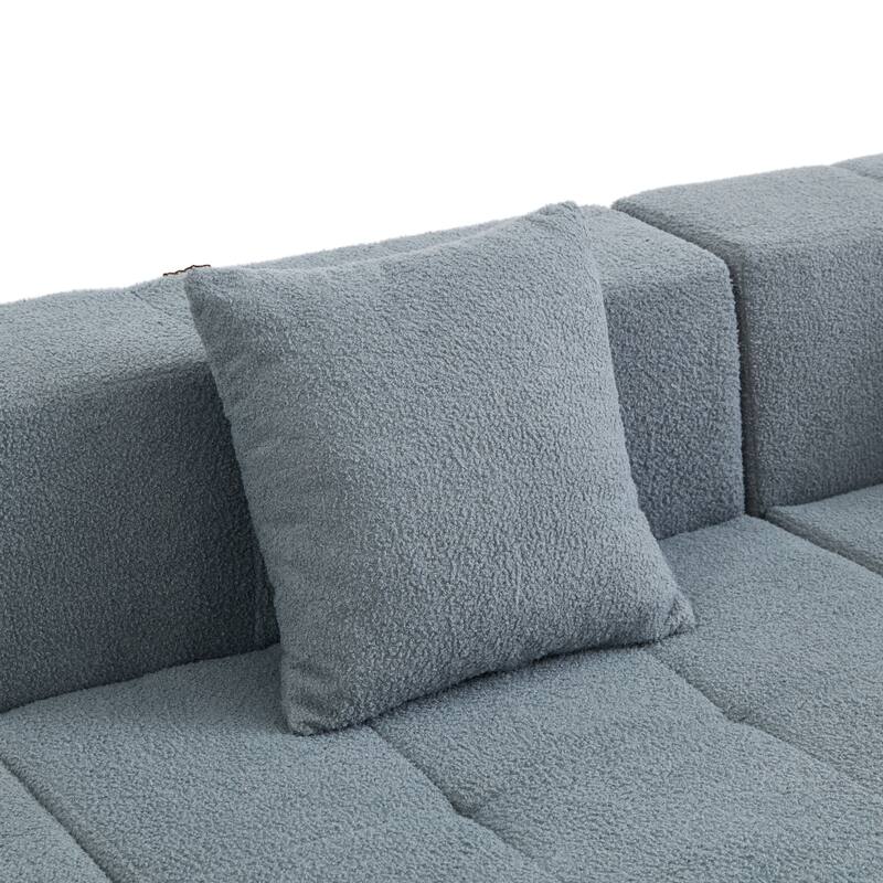 Modern Modular Sectional Sofa, Armless Floor Couch with Removable Back Cushions for Apartment and Living Room