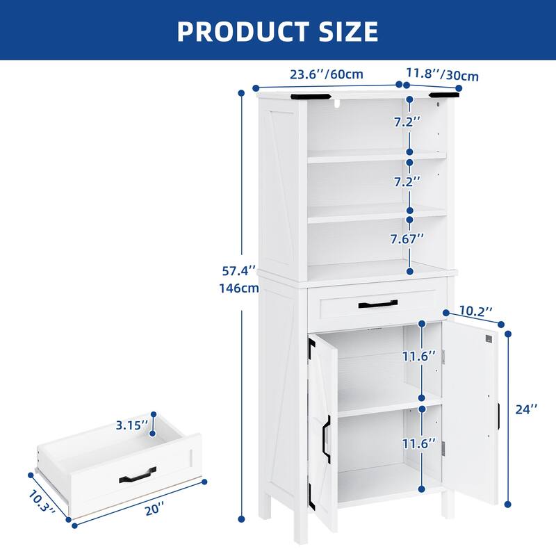 58" Tall Storage Cabinet Bathroom Storage Cabinet