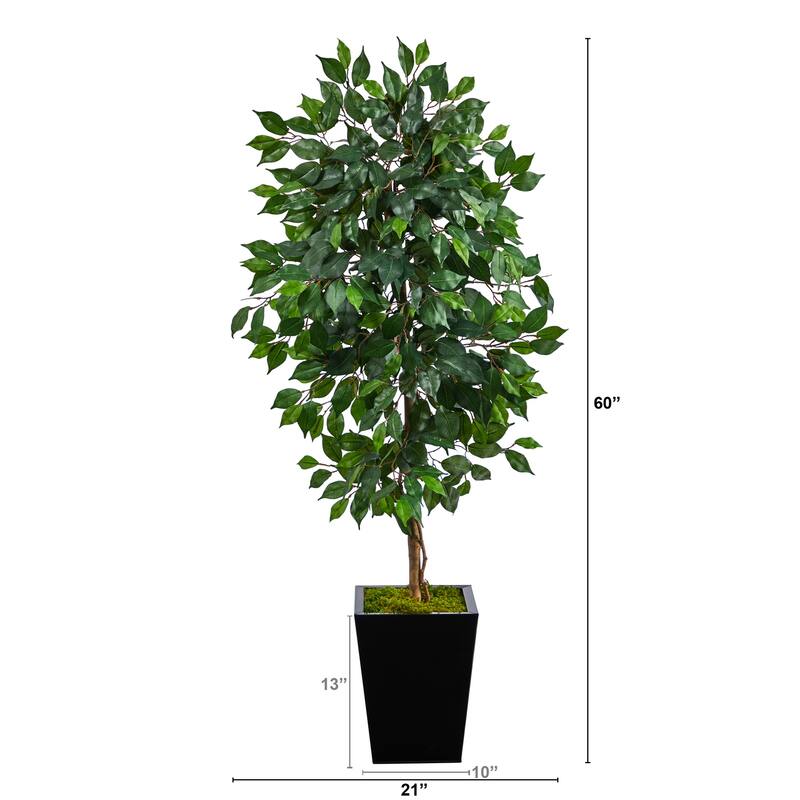 5ft Artificial City Tree in Black Planter - Elegant Home Decor for Small Spaces - Green - 51-60 Inches