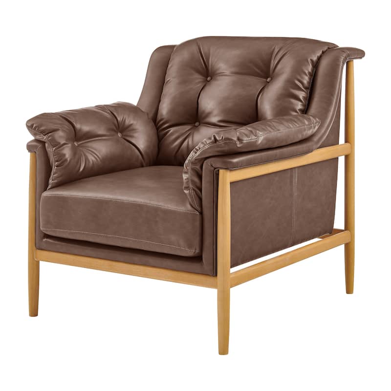 NPD Furniture Larry Faux Leather Tufted Accent Arm Chair