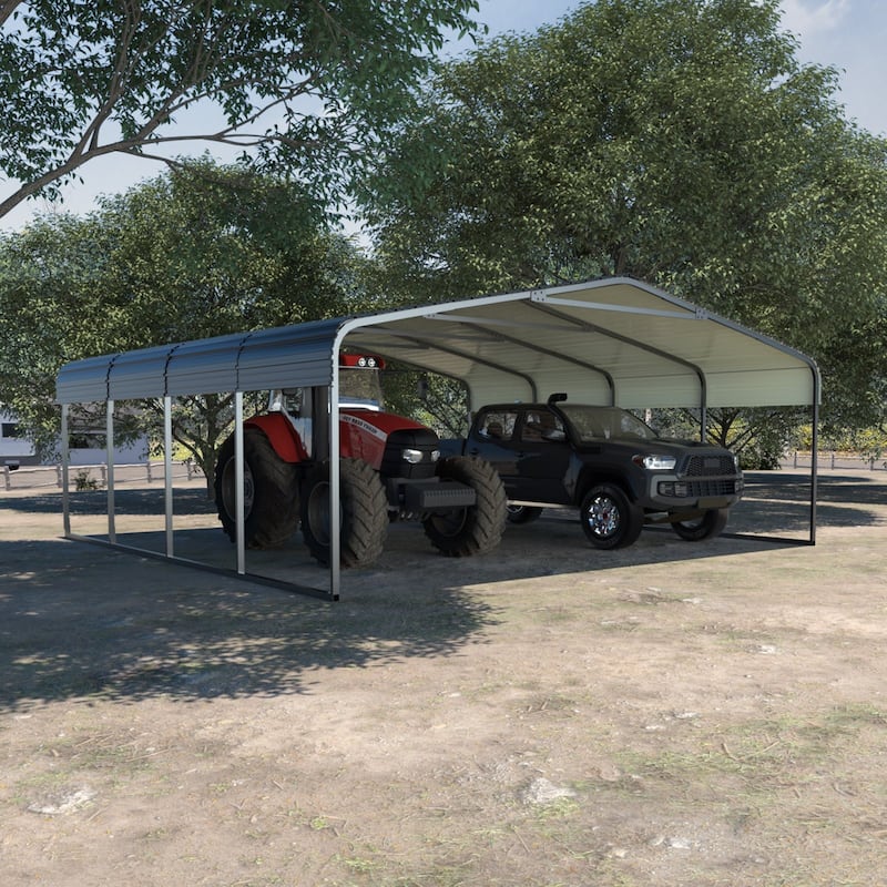VEIKOUS Heavy Duty Metal Carport Galvanized Steel Shelter for Cars, Boats, and Tractors
