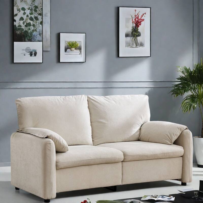 71.28" Chenille 2-Seater Sofa, Cloud-Like Comfort with High-Resilience Sponge, Modern Minimalist Design - Beige