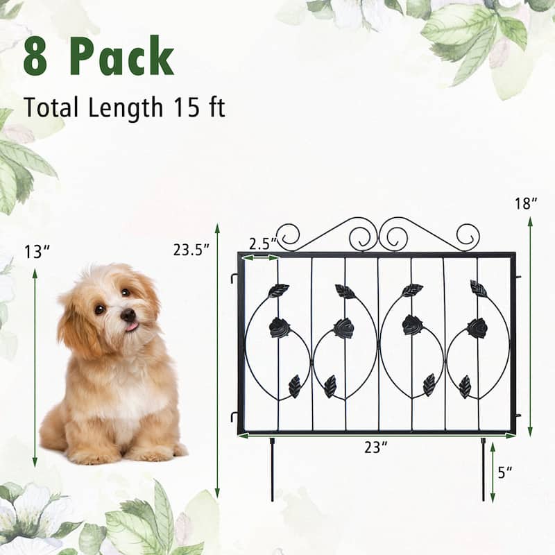 Costway Decorative Garden Fence with 8 Panels Outdoor Animal Barrier - See Details