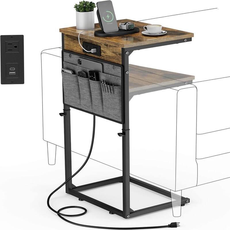 Small Sofa Table Laptop Couch Desk - Rustic Brown