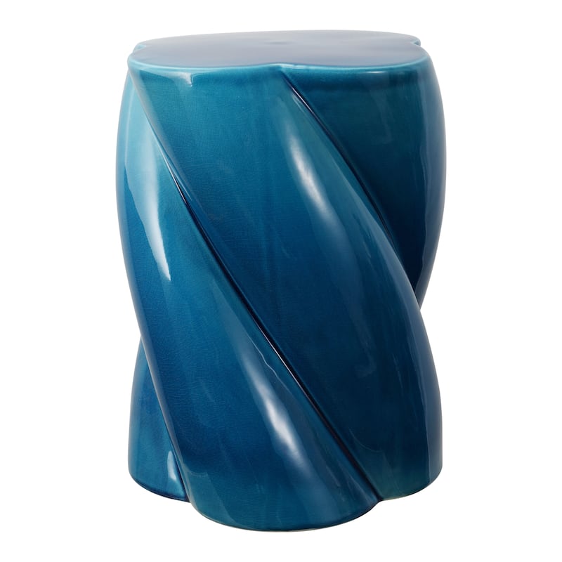 Yves 18" Modern Minimalist Rope Twist Ceramic Indoor-Outdoor Garden Stool