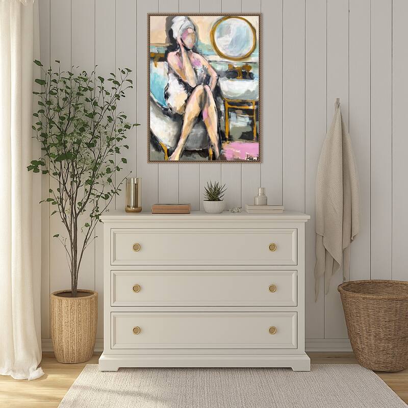 Bathroom Conversation by Magdalena Krzak (23 x 30 in.), Framed Canvas Wall Art Print