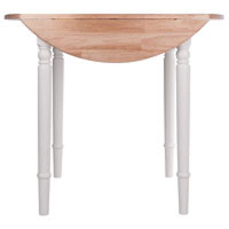 30" Beige and White Round Drop Leaf Table