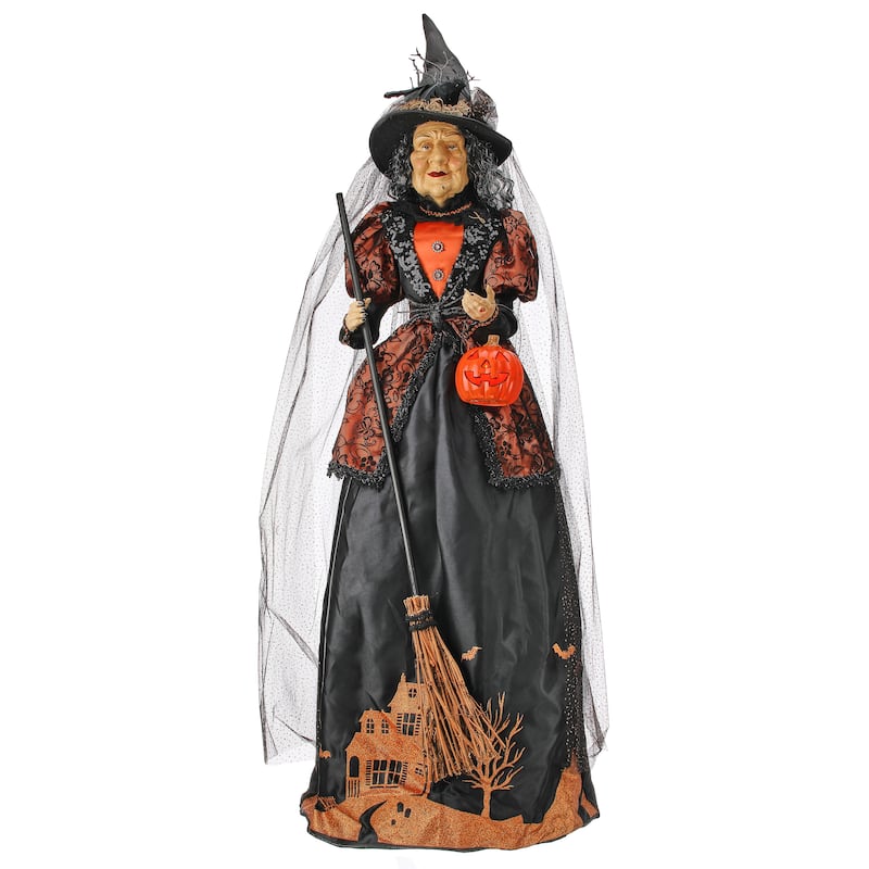 42" standing Witch With Pumpkin