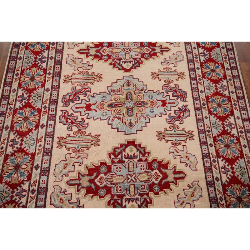 Geometric Kazak Oriental Area Rug Handmade Bedroom Wool Carpet - 4'11" x 6'4"
