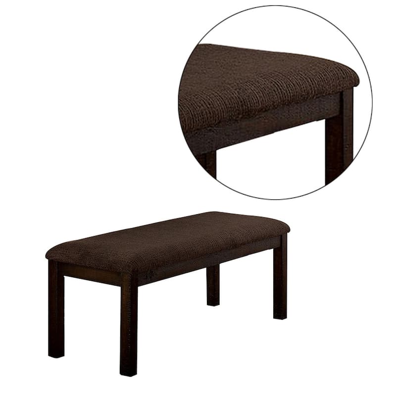 18 Inch Padded Bench with Wooden Frame, Brown