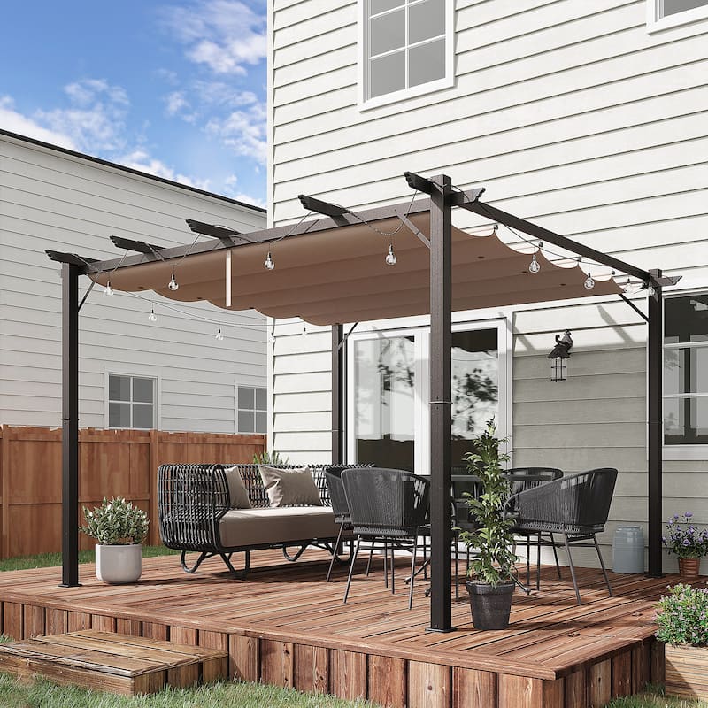 Outsunny Aluminium 10' x 10' Outdoor Pergola with Canopy Cover